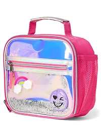 Girls Holographic Shakey Happy Face Lunchbox