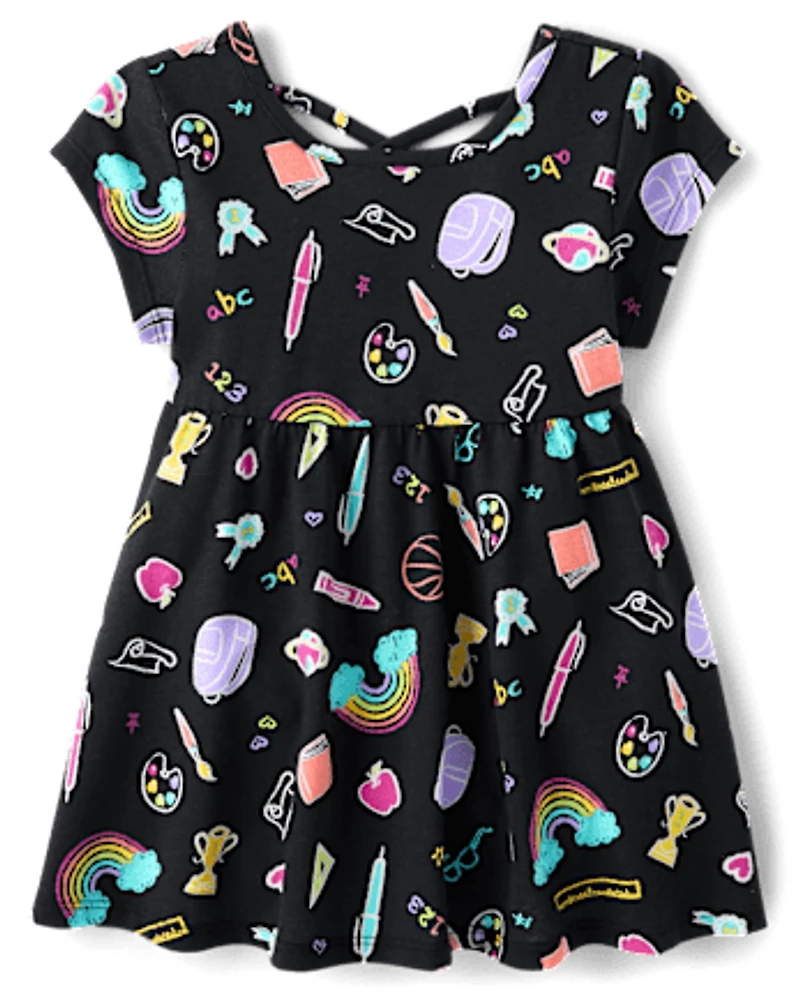 Robe imprimée dos croisé pour bébés et petites filles