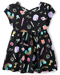 Robe imprimée dos croisé pour bébés et petites filles