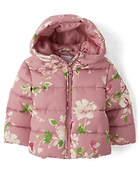 Toddler Girls Print Puffer Jacket