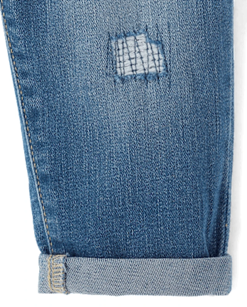 Jean Girlfriend à revers retroussés pour petites filles