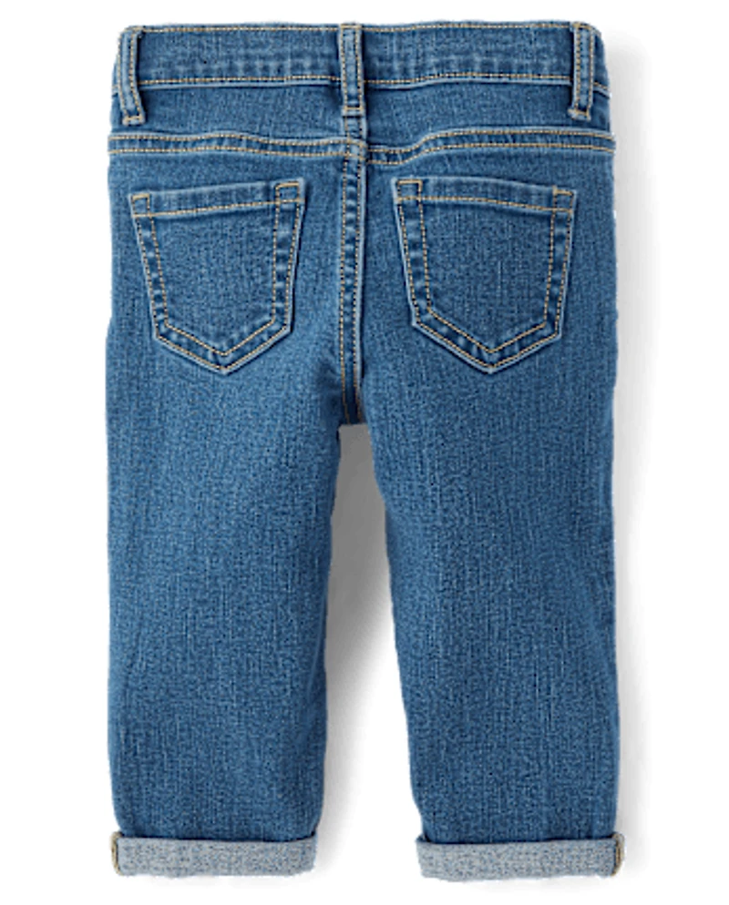 Jean Girlfriend à revers retroussés pour petites filles