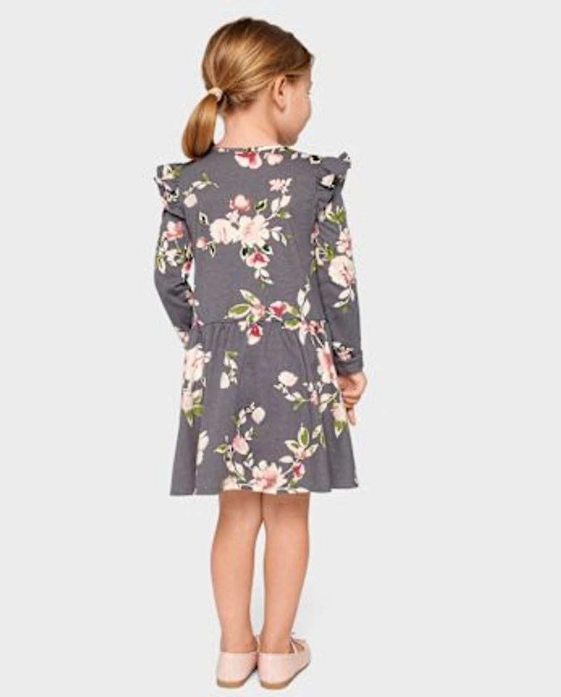 Baby And Toddler Girls Floral Drop Waist Flutter Dress