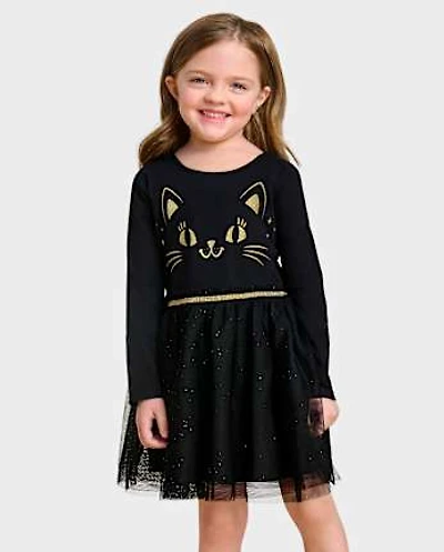 Baby And Toddler Girls Glitter Cat Tutu Dress