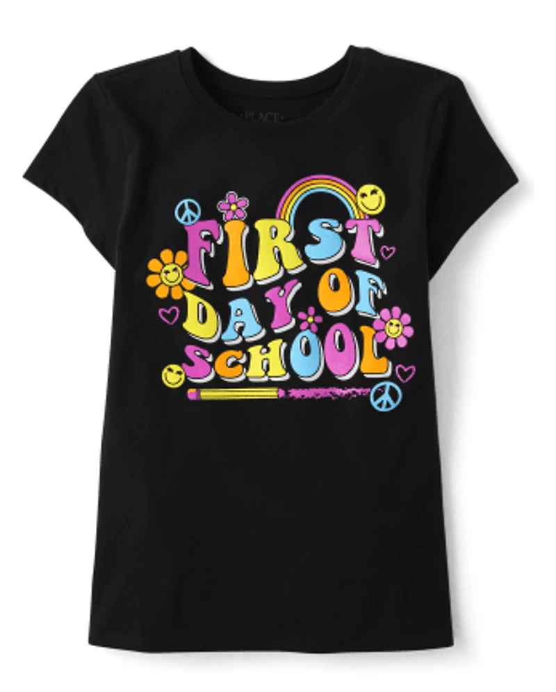 T-shirt graphique « Premier jour d'école » pour filles