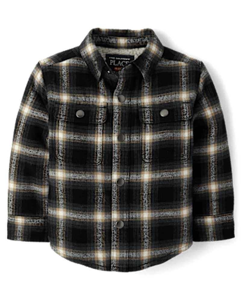 Baby And Toddler Boys Plaid Sherpa Lined Shacket
