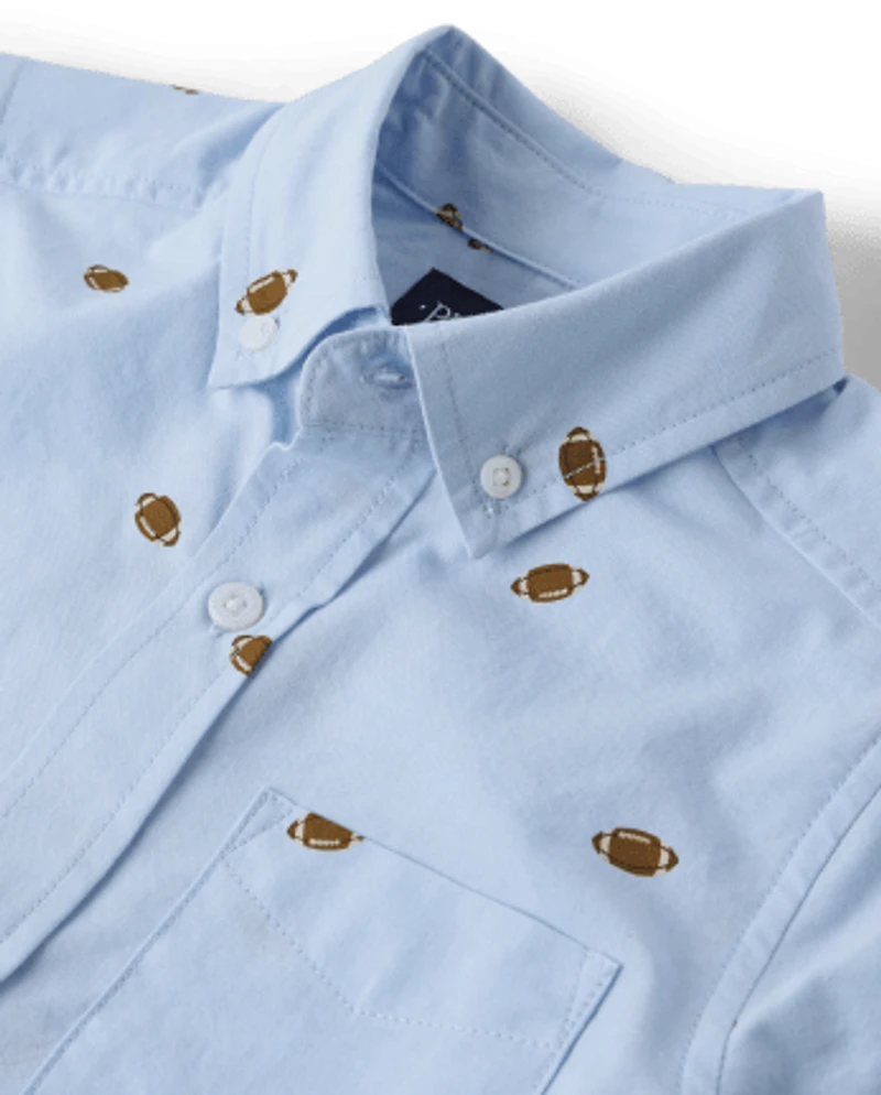 Boys Football Poplin Button Up Shirt