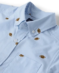 Boys Football Poplin Button Up Shirt