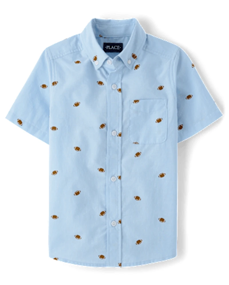 Boys Football Poplin Button Up Shirt