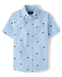 Boys Football Poplin Button Up Shirt