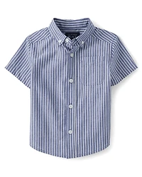 Baby And Toddler Boys Striped Poplin Button Up Shirt