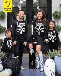 Body assorti pour bébé à motif squelette lumineux