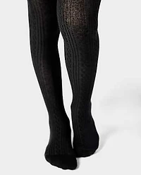 Girls Cable Knit Tights 2-Pack