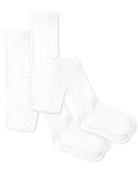 Girls Cable Knit Tights 2-Pack