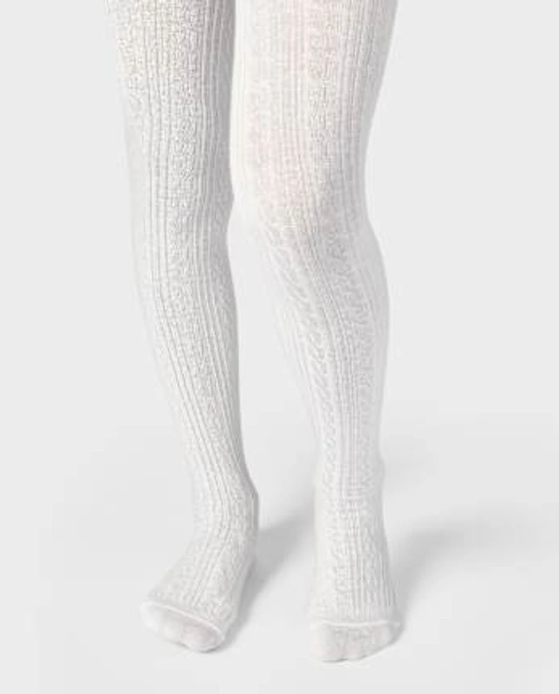 Girls Cable Knit Tights 2-Pack
