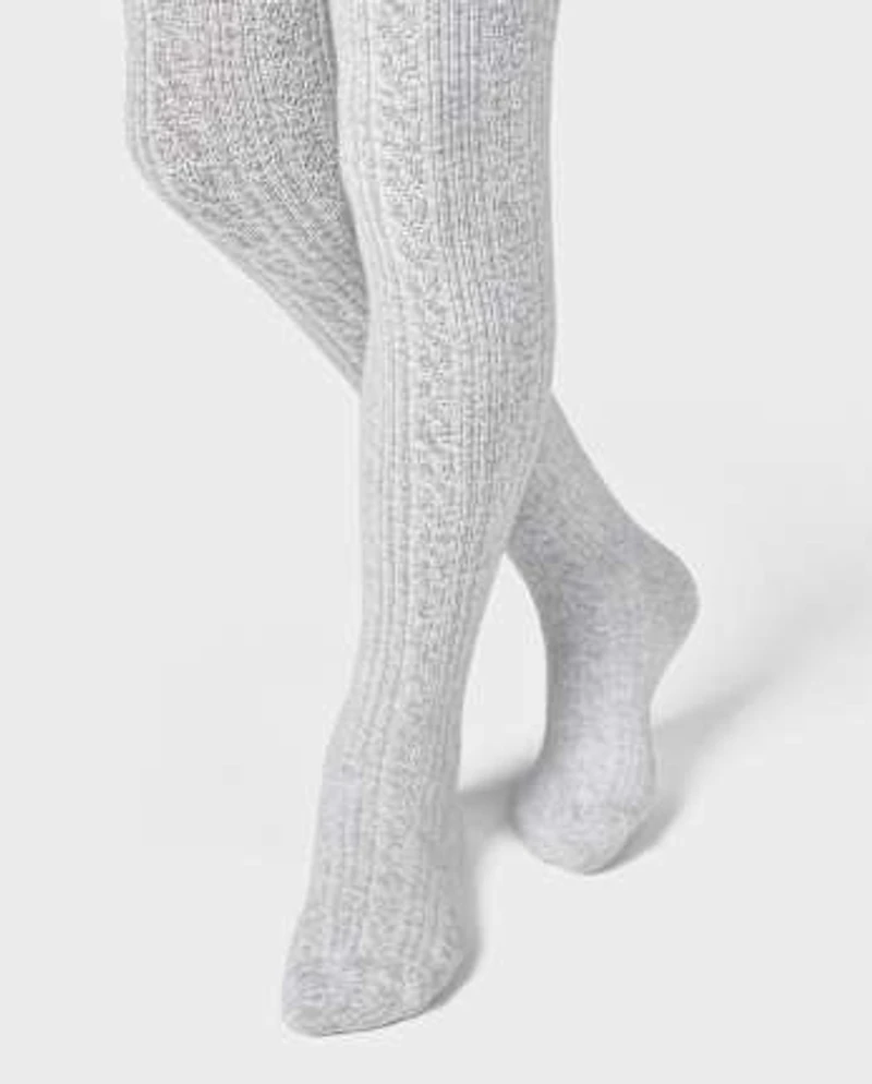 Girls Cable Knit Tights 2-Pack