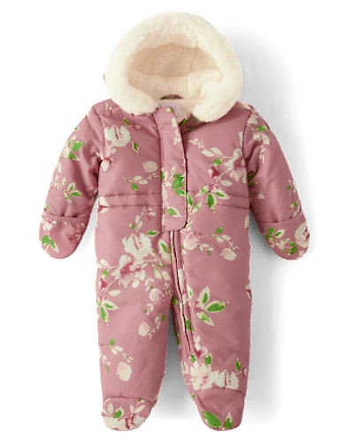 Baby Girls Floral Snowsuit