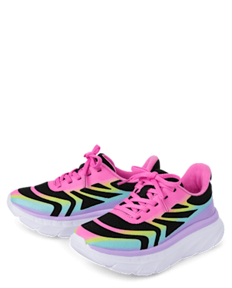 Baskets de course arc-en-ciel pour filles