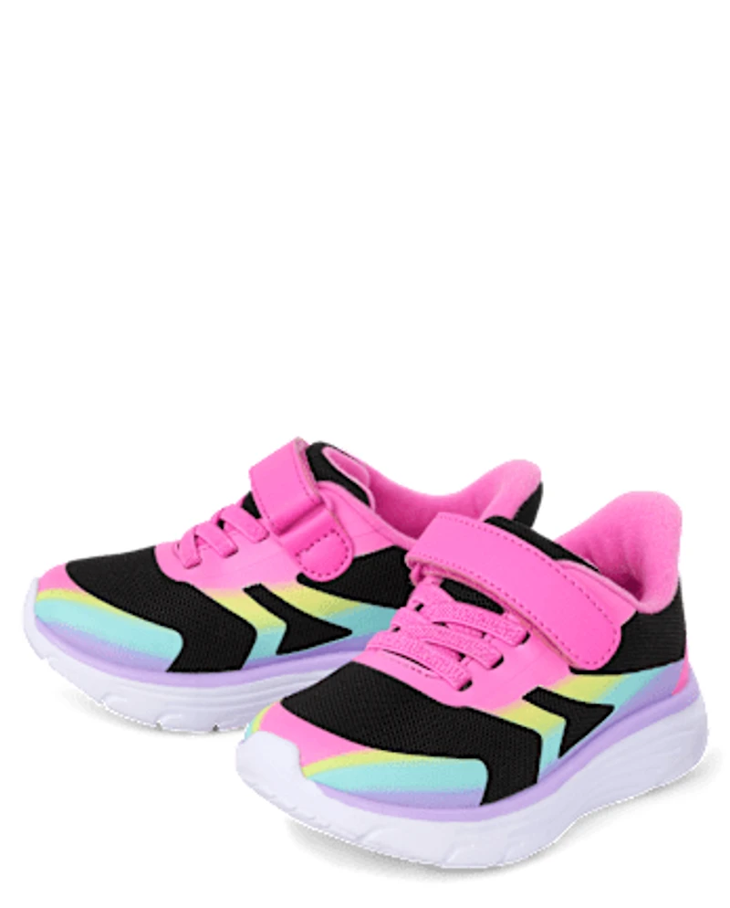 Baskets de course arc-en-ciel ombrées pour petites filles