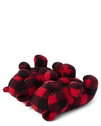 Toddler Matching Family Buffalo Plaid Bear Slippers