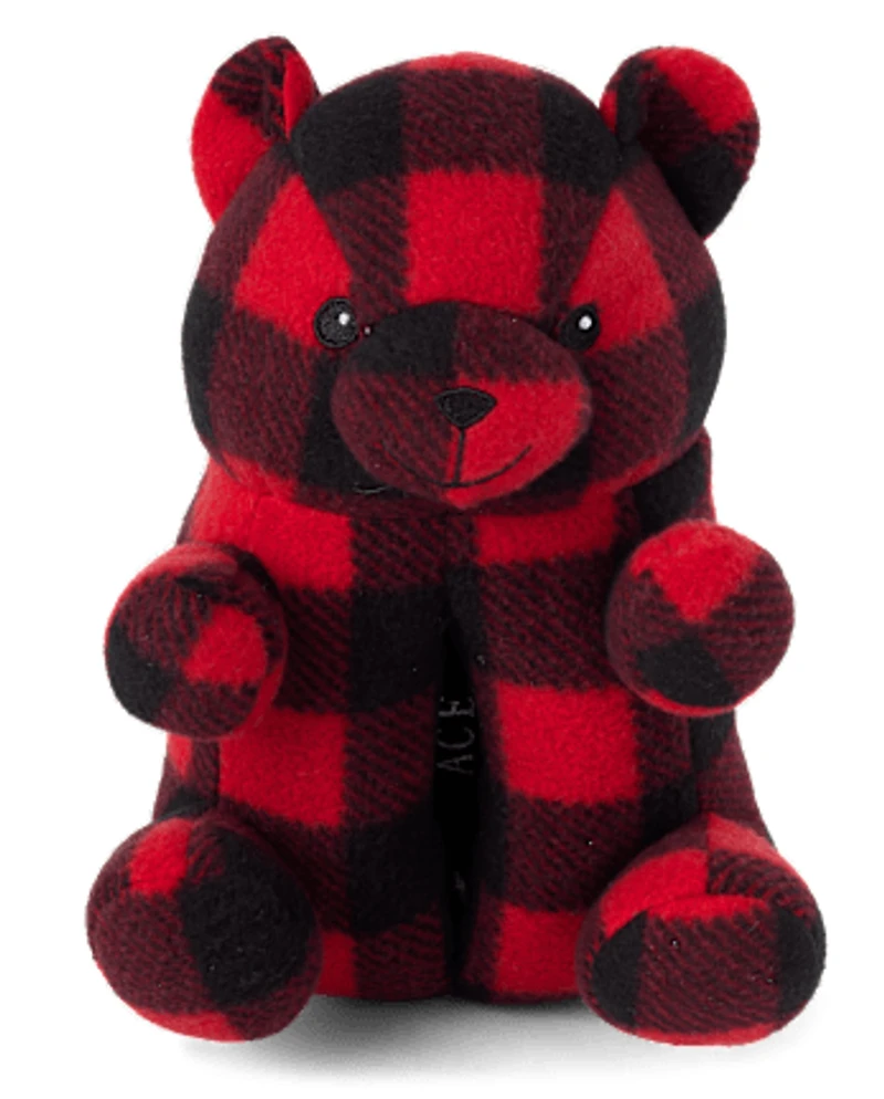 Toddler Matching Family Buffalo Plaid Bear Slippers