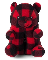 Toddler Matching Family Buffalo Plaid Bear Slippers