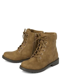 Girls Quilted Lace Up Booties