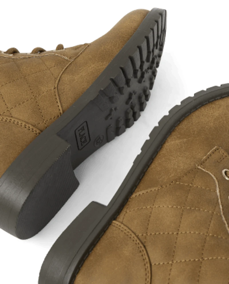 Girls Quilted Lace Up Booties