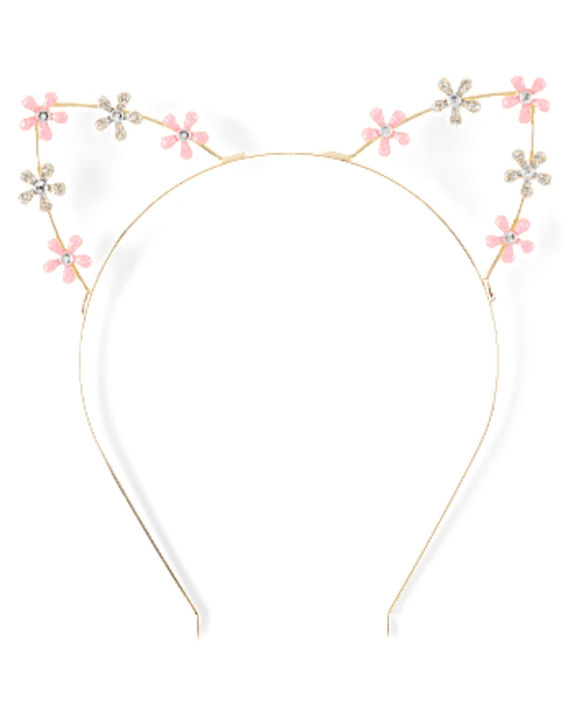 Girls Floral Cat Ears Headband