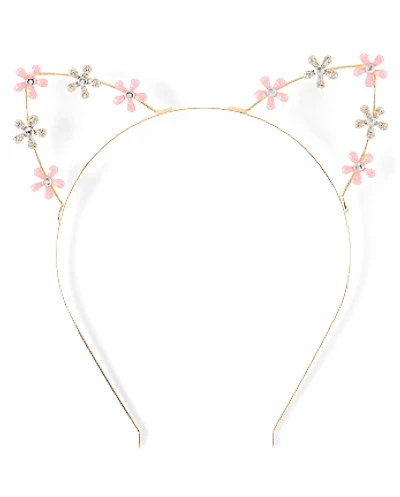 Girls Floral Cat Ears Headband