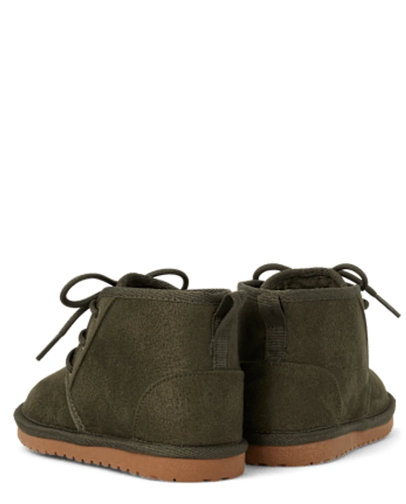 Boys Lace Up Teddy Boots