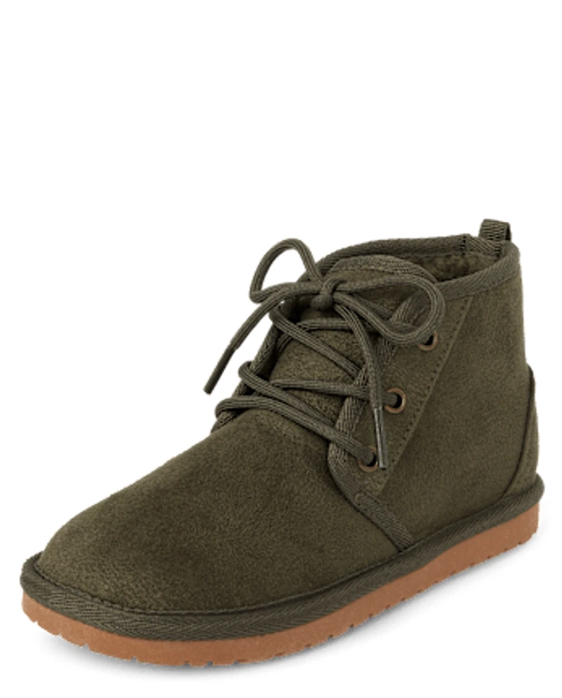 Boys Lace Up Teddy Boots