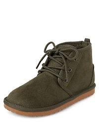 Boys Lace Up Teddy Boots