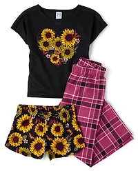 Ensemble pyjama 3 pièces Fille Tournesol