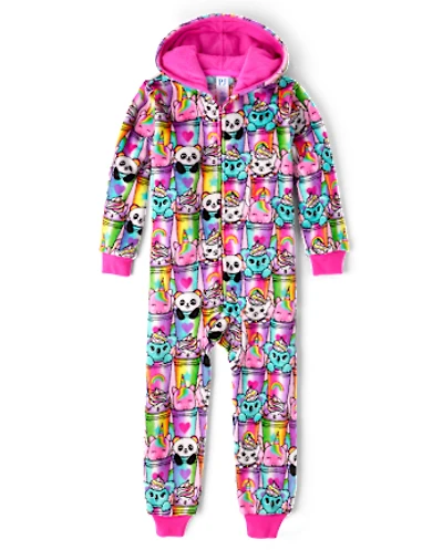 Pyjama une pièce pour fille motif animal milkshake - Polaire douillette