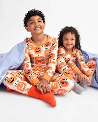 Kids Glow Pumpkin Snug Fit Cotton Pajamas