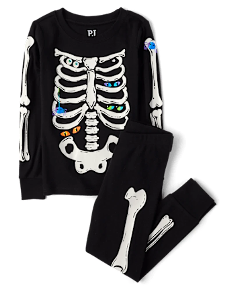 Kids Matching Family Glow Skeleton Snug Fit Cotton Pajamas