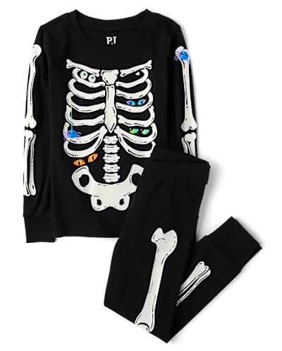Kids Matching Family Glow Skeleton Snug Fit Cotton Pajamas