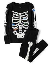 Kids Matching Family Glow Skeleton Snug Fit Cotton Pajamas
