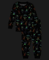 Baby And Toddler Glow Monster Snug Fit Cotton Pajamas