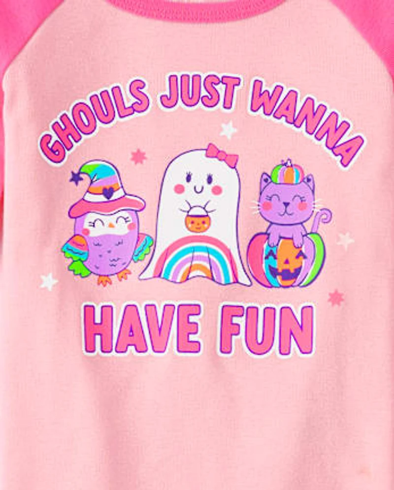Baby And Toddler Girls Glow Ghouls Wanna Have Fun Snug Fit Cotton Pajamas