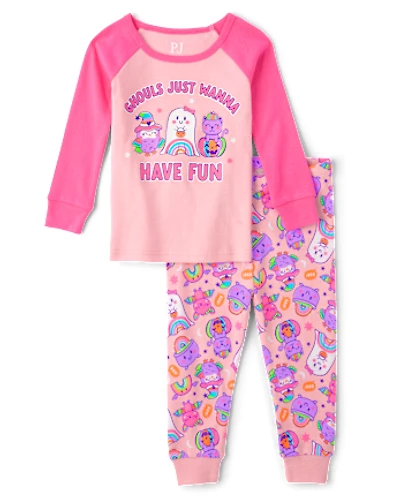 Baby And Toddler Girls Glow Ghouls Wanna Have Fun Snug Fit Cotton Pajamas