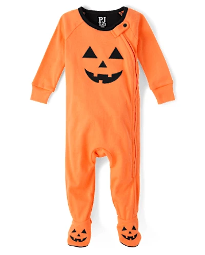 Pyjama une pièce ajusté en coton à motif citrouille pour bébé et enfant