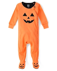 Pyjama une pièce ajusté en coton à motif citrouille pour bébé et enfant