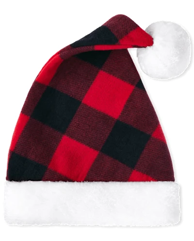 Bonnet de Père Noël à carreaux assorti pour enfants