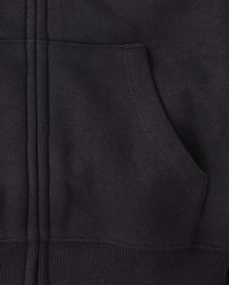 Girls Rainbow Happy Vibes Fleece Cropped Zip Up Hoodie