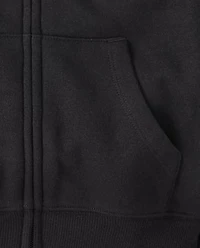Girls Rainbow Happy Vibes Fleece Cropped Zip Up Hoodie