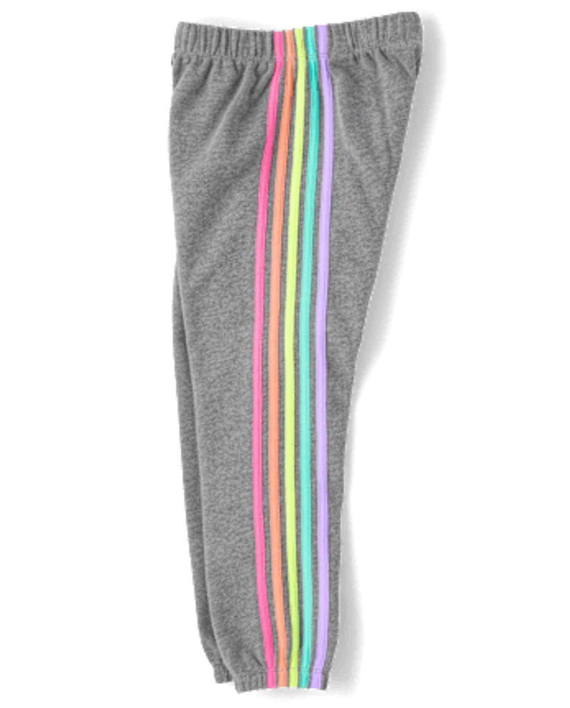 Girls Side Stripe Fleece Jogger Pants