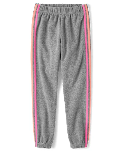 Girls Side Stripe Fleece Jogger Pants