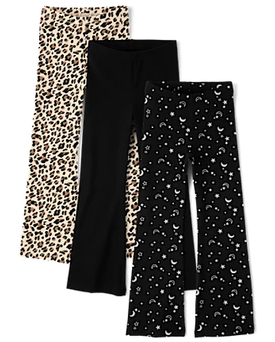 Girls Leopard Flare Leggings 3-Pack